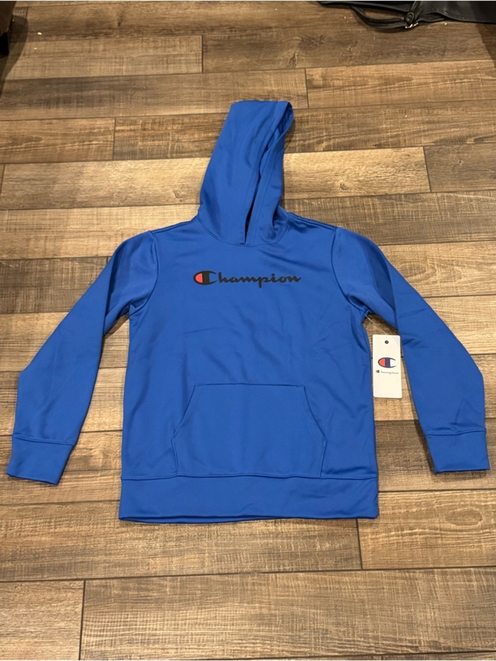 Boys Youth Champion Long Sleeve Fleece Lined Pullover Hoodie LG (14-16) New Blue